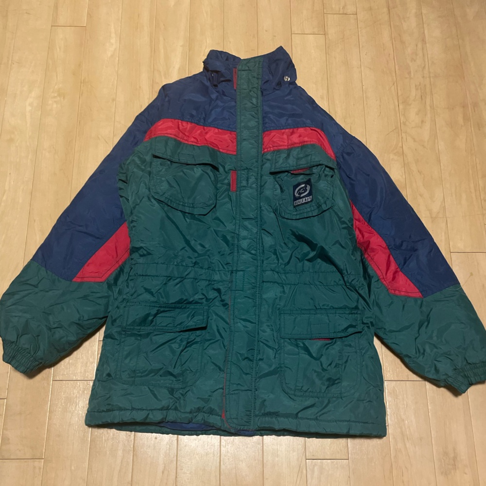 Vintage Bugle Boy Blue, Green & Red Colorblock Ski Jacket